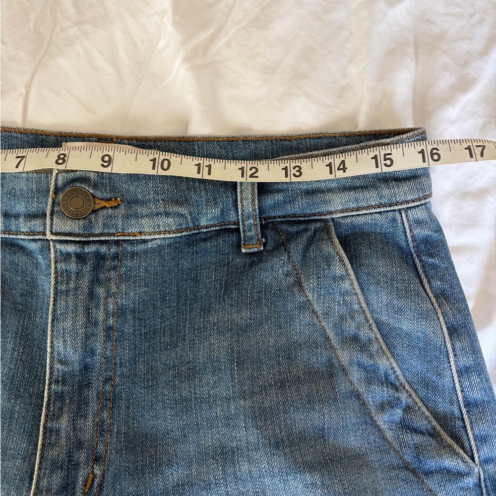 Current/Elliott Classic Wide Leg Blue Jeans with Cuff - Picture 3 of 5